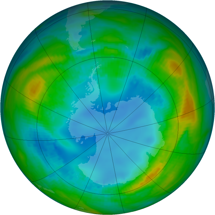 Antarctic ozone map for 10 August 1985